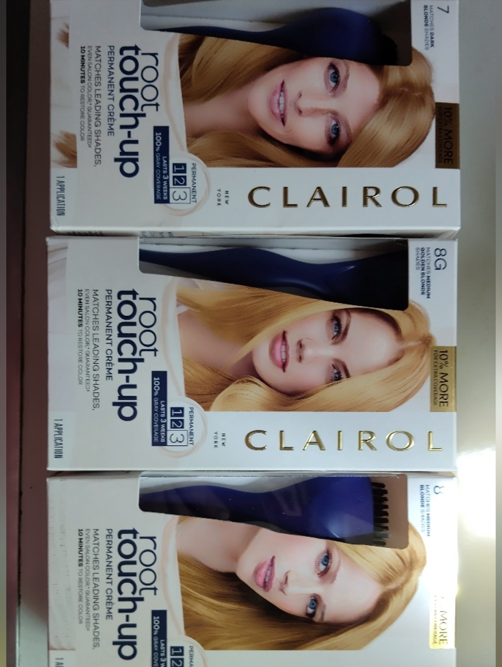 Clairol Root Touch-Up Hair Color - Blonde Bundle (7, 8 & 8G) 3 Boxes Total